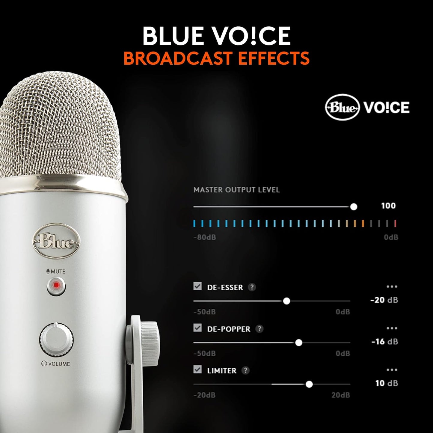 2026 Logitech for Creators Microphone USB Blue Yeti (Noir)