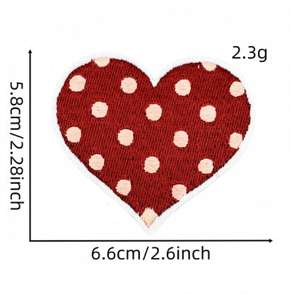 heart embroidered patches plaid polka dot animal print iron on