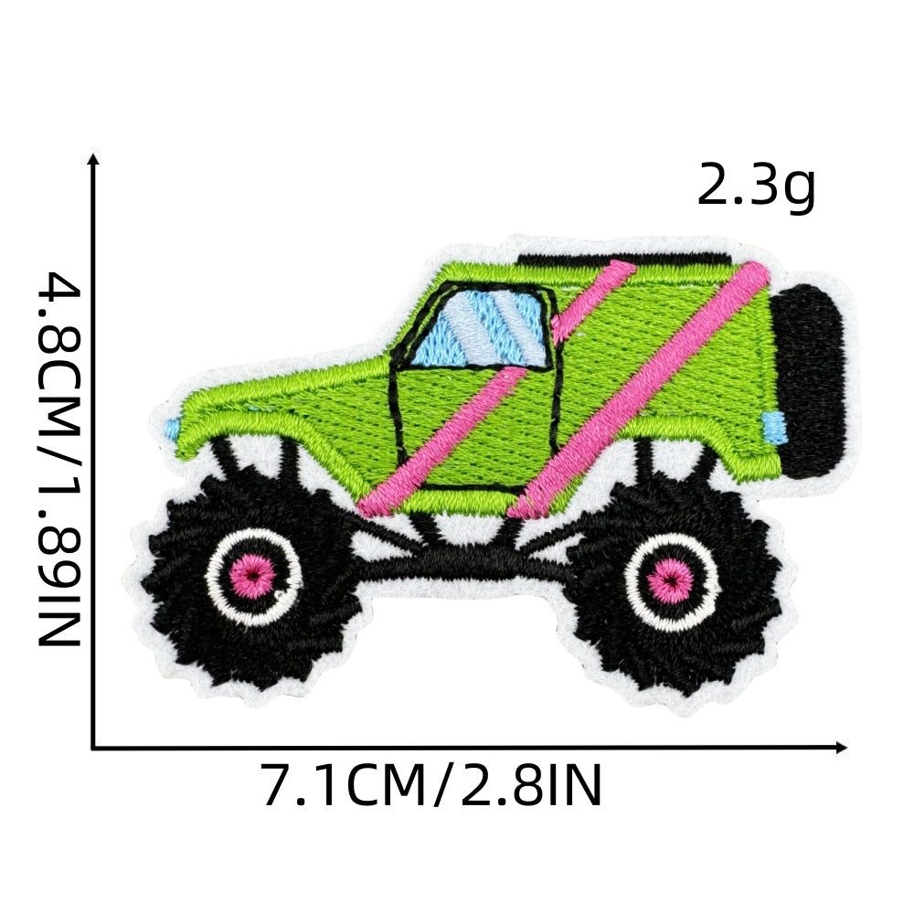 monster truck embroidered patches off road vehicle design iron on