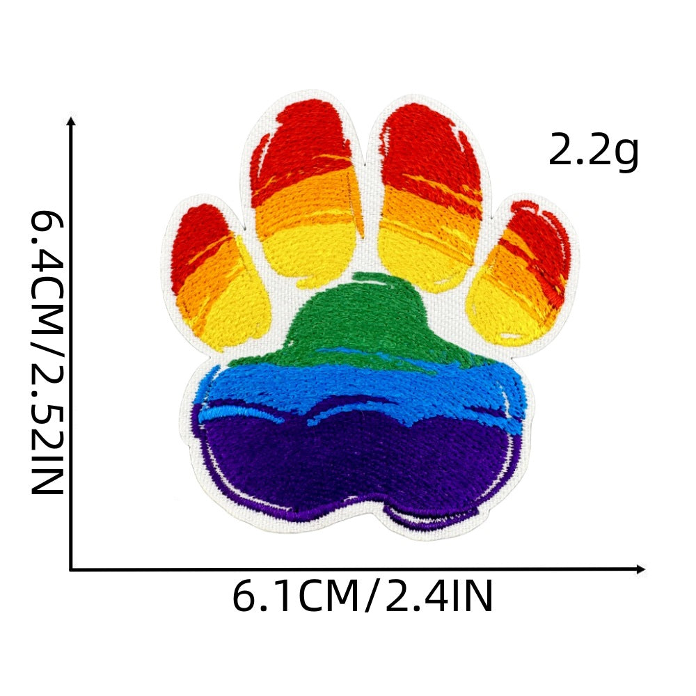 colorful animal paw print embroidered patches iron on