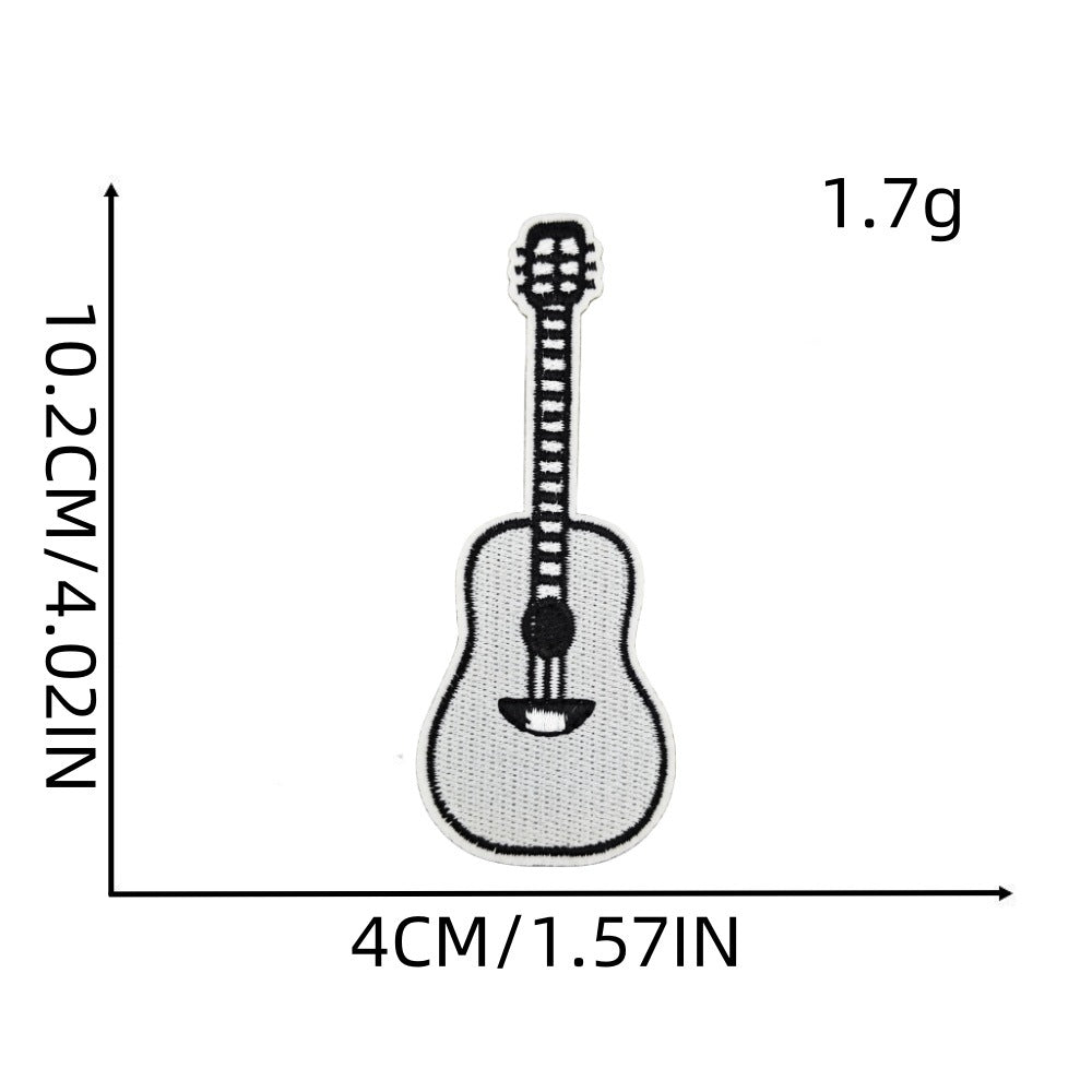 colorful guitar embroidered patches music instrument iron on