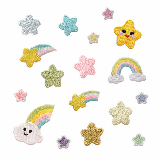 star rainbow embroidered patches peel and stick self adhesive