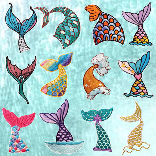 mermaid tail embroidered patches colorful ocean peel and stick