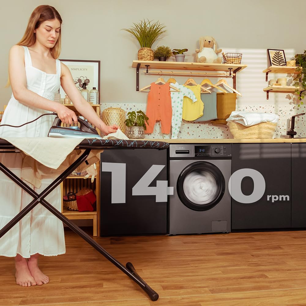 Cecotec Lave-Linge 9Kg Chargement Frontal Bolero Dresscode 9410 Inverter A. 1900W, 1400 tr/min Réglable, 16 Programmes, Faible Consommation d'Énergie, Vapeur, Stérilisation du Linge