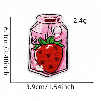 strawberry embroidered patches fruit design set iron on