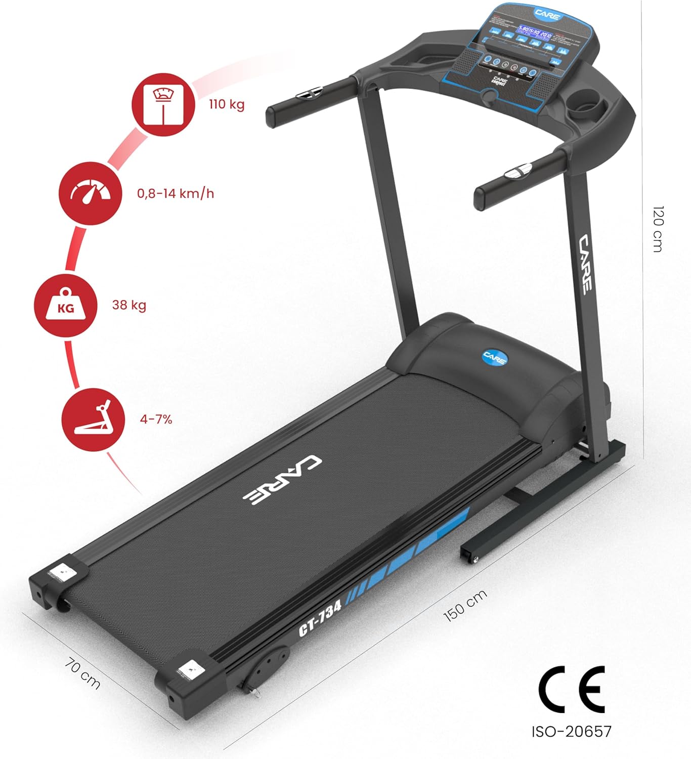 - Tapis de Course connecté -Pliable-Vitesse maximale 14 Km/h- Tapis de Marche Électrique Inclinable et Pliable - 12 programmes d’entraînements -3 inclinaisons