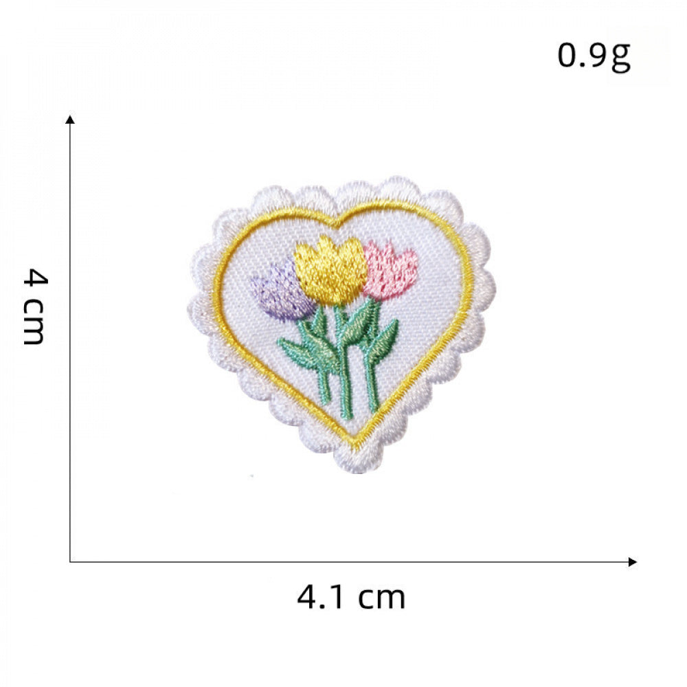 floral heart embroidered patches flower design iron on