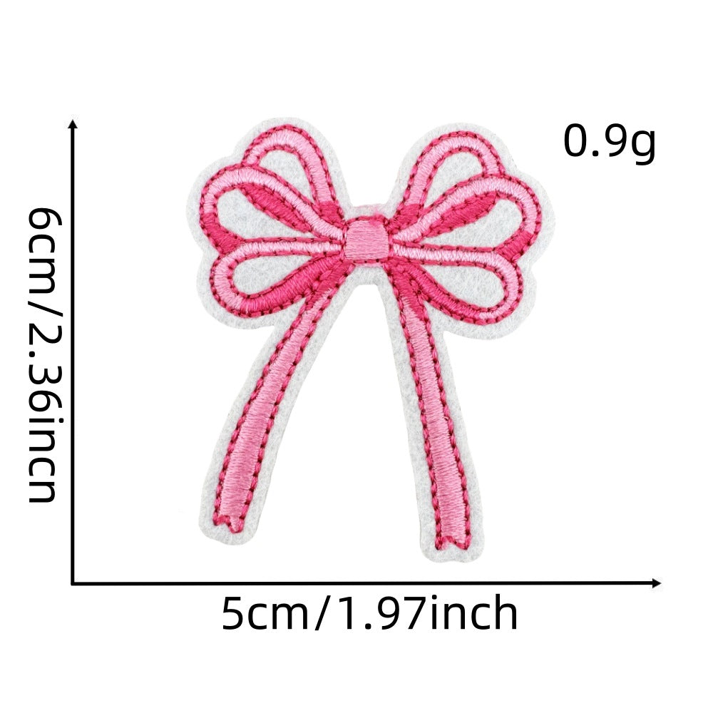 pink bow embroidered patches iron on