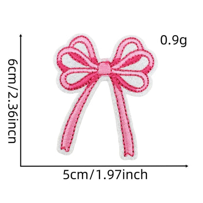 pink bow embroidered patches iron on