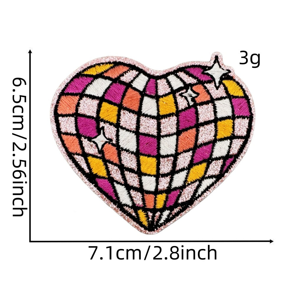 checkered fruit embroidered patches sparkling design iron on