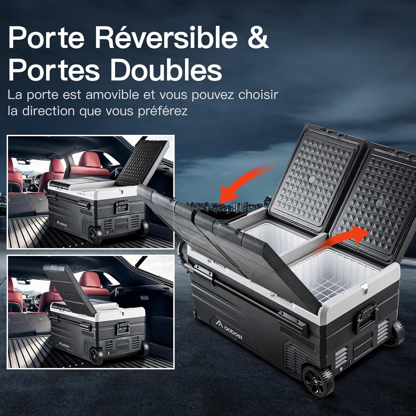 115L Glaciere Electrique Double Zone,Glaciere a Compression WiFi APP,12 V/24 V et 100-240 V Frigo Camping,-20 ℃ à 20 ℃,pour Voiture,Camion,Bateau,Camping,Car,Caravanes,Voyageant,Maison