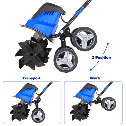 Motoculteur électrique BILT HARD 16 pouces, 13,5 A, 6 dents en acier, avec roues réglables