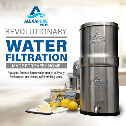 2026 Alexapure Pro Système de Filtration d’Eau par Gravité – Purificateur d’Eau Domestique en Acier Inoxydable Réduit 206 Contaminants, Sans Électricité, Facile à Installer et à Entretenir