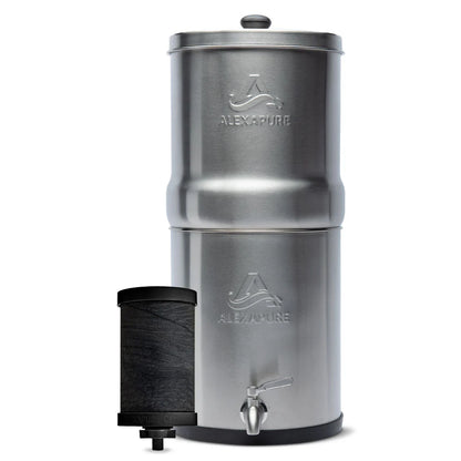 2026 Alexapure Pro Système de Filtration d’Eau par Gravité – Purificateur d’Eau Domestique en Acier Inoxydable Réduit 206 Contaminants, Sans Électricité, Facile à Installer et à Entretenir