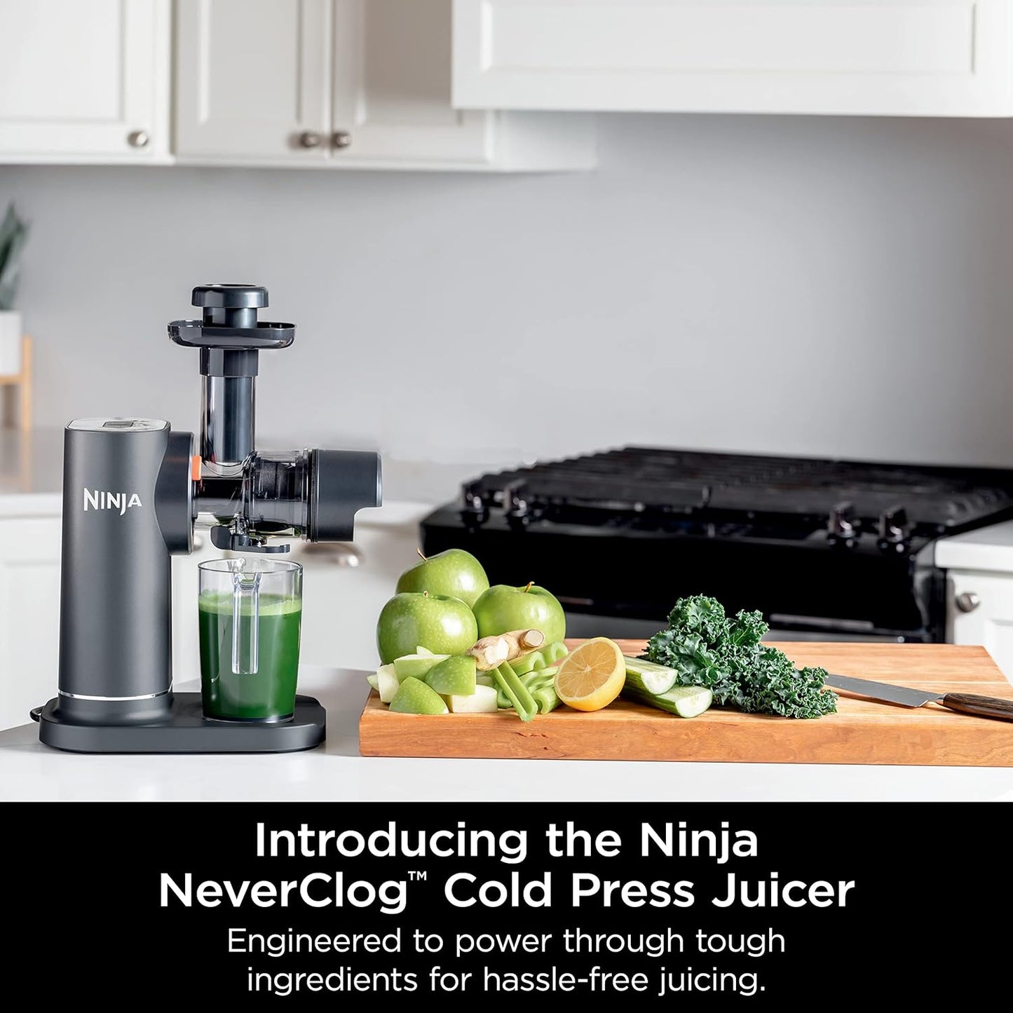 2026 Ninja NeverClog Extracteur à Froid, Puissant, Contrôle Total de la Pulpe, Sur Plan de Travail, Électrique, 2 Fonctions de Pulpe, Compatible Lave-Vaisselle, 2ème Génération, JC151