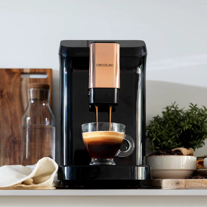 2026 Machine à café entièrement automatique Cecotec Cremmaet Macchia Black Rose – 1350 W, Thermobloc, Pompe à 19 Bars, Système Plug&Play, Réservoir à café avec moulin intégré, Nettoyage automatique