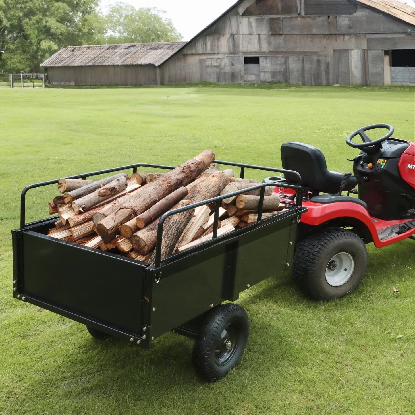 Remorque basculante VEVOR robuste pour VTT, chariot en acier, 750 livres, 15 pieds cubes, remorque utilitaire de jardin avec côtés amovibles pour quad - Fabriqué aux États-Unis