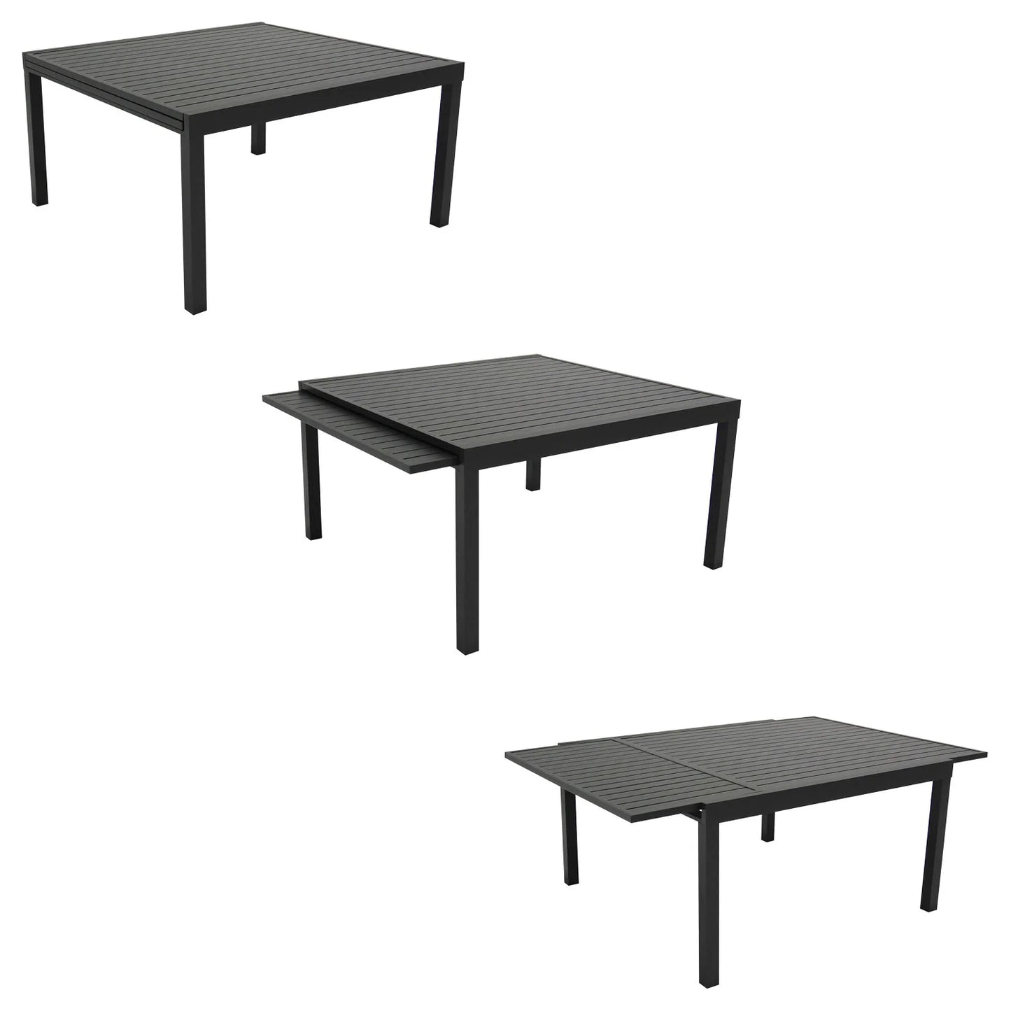 Salon de jardin extensible 10 places de 140/200cm en textilène gris - aluminium anthracite VENEZIA Happy Garden