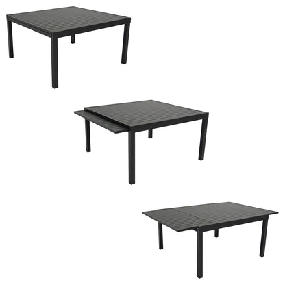 Salon de jardin extensible 10 places de 140/200cm en textilène gris - aluminium anthracite VENEZIA Happy Garden