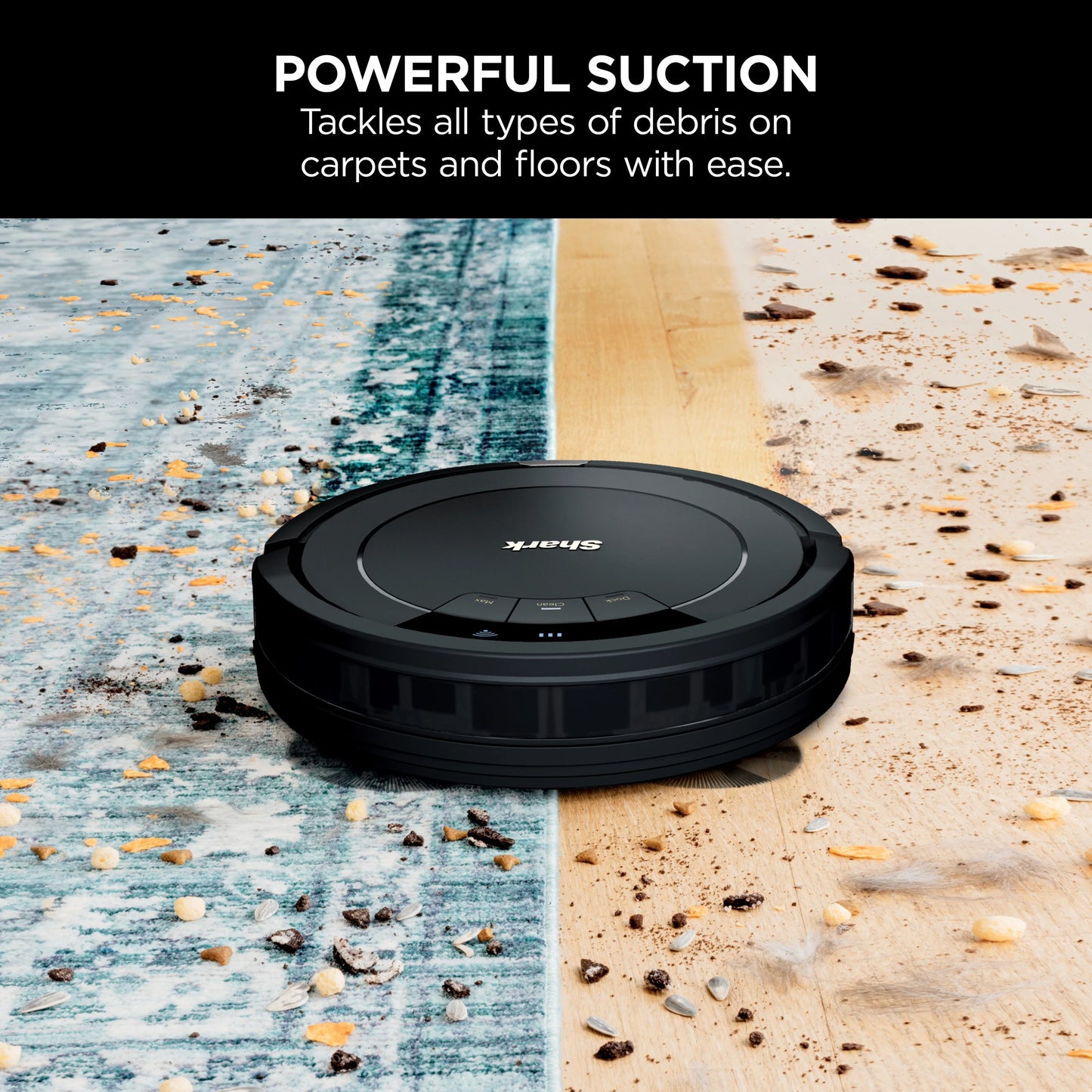 2026 Aspirateur Robot Shark ION RV754 avec Wi-Fi Connecté, Noir – Nettoyage Intelligente Multi-Surfaces pour Sols Durs et Tapis avec Tri-Système de Brosses