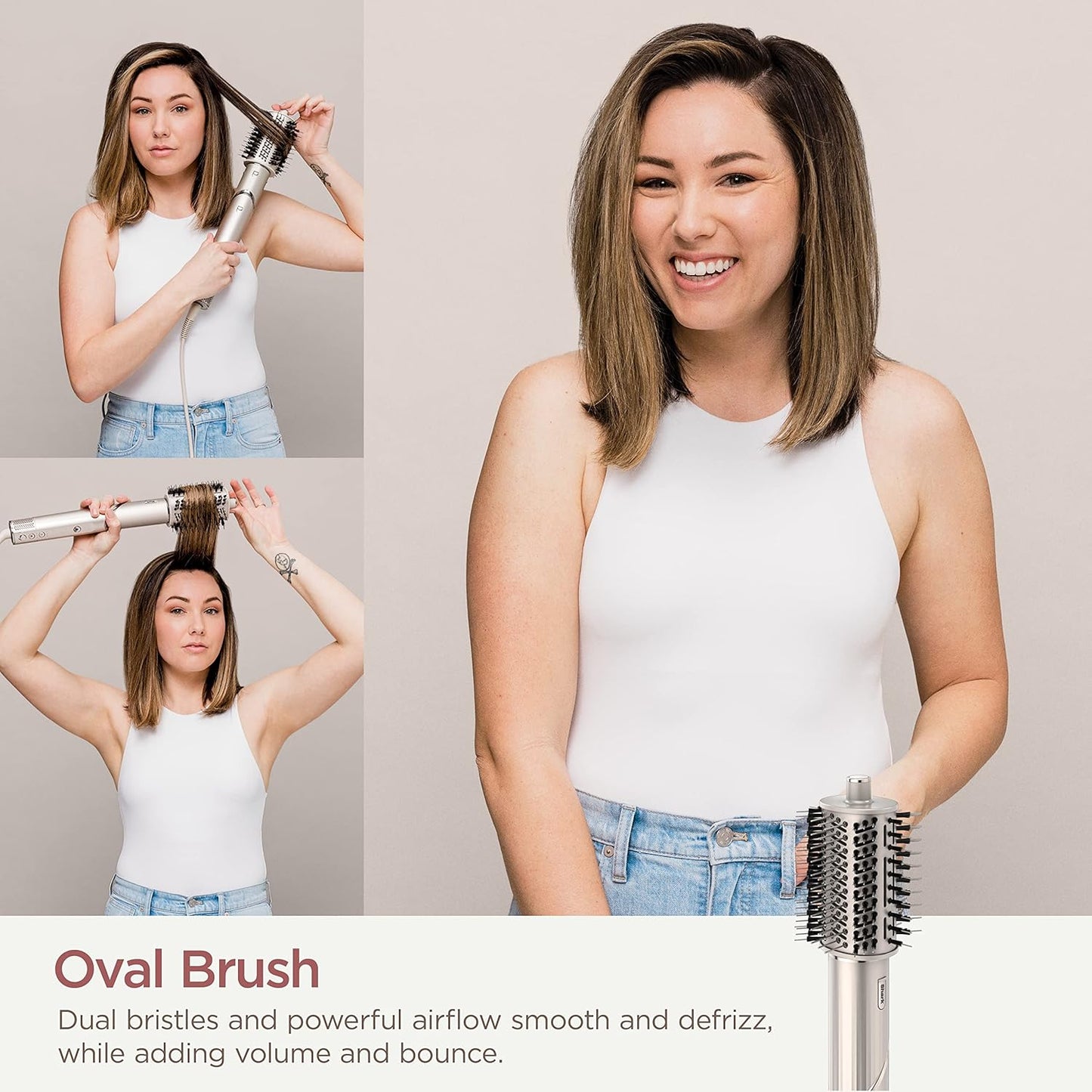 2026 Système de coiffage et de séchage Shark HD430 FlexStyle, sèche-cheveux brosse puissant et multi-styler avec boucleurs Auto-Wrap, brosse plate, brosse ovale et embout concentrateur, coloris Stone