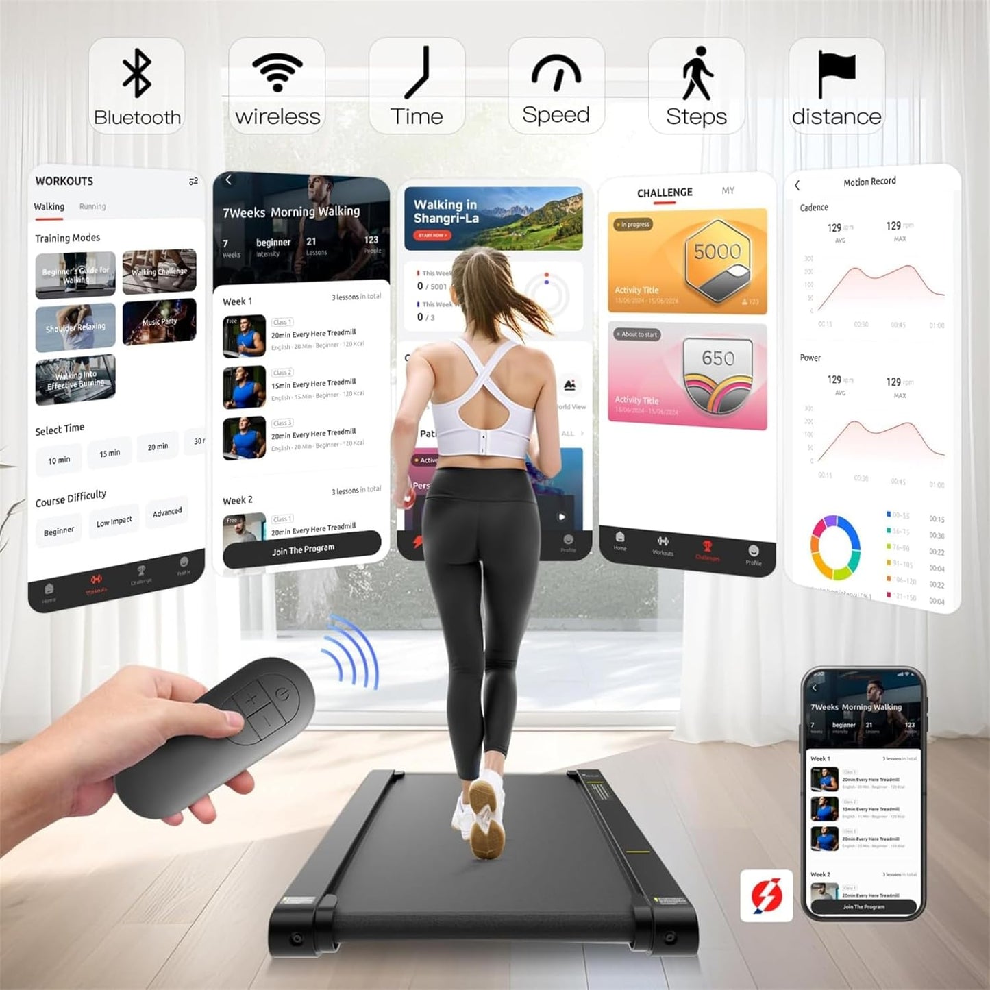 2026 Sperax Tapis de Marche Vibrant avec Application, Tapis de Course 3 en 1 Sous Bureau, 2,5HP Faible Bruit, Tapis de Marche avec Télécommande, Tapis de Course Portable pour Bureau à Domicile