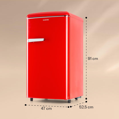 KLARSTEIN Laika - Congélateur, volume total 60 litres, thermostat à 5 niveaux, 0 à -18°C, 3 grilles, pose libre, design rétro - rouge