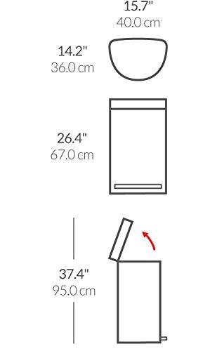 2026 Simplehuman Poubelle de Cuisine Semi-Ronde à Ouverture au Pied 60 Litres avec Couvercle à Fermeture Douce, Acier Inoxydable Brossé