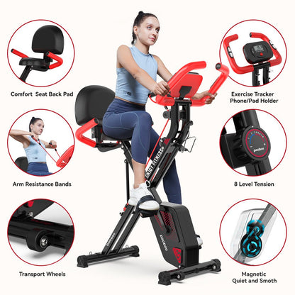 Vélo d'entraînement pliable Pooboo 3 en 1 pour la maison, supportant jusqu'à 136 kg (300 lb).