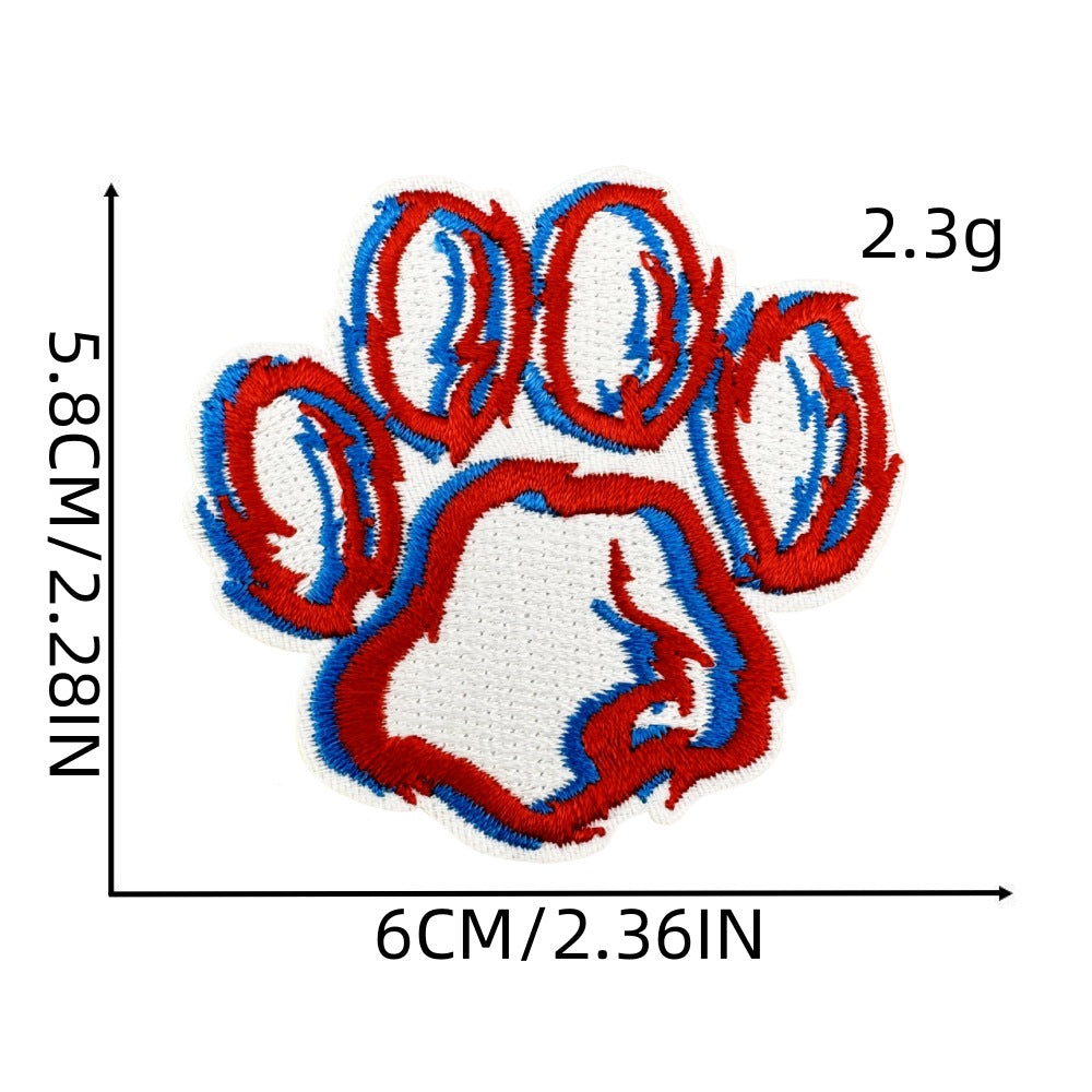 colorful animal paw print embroidered patches iron on