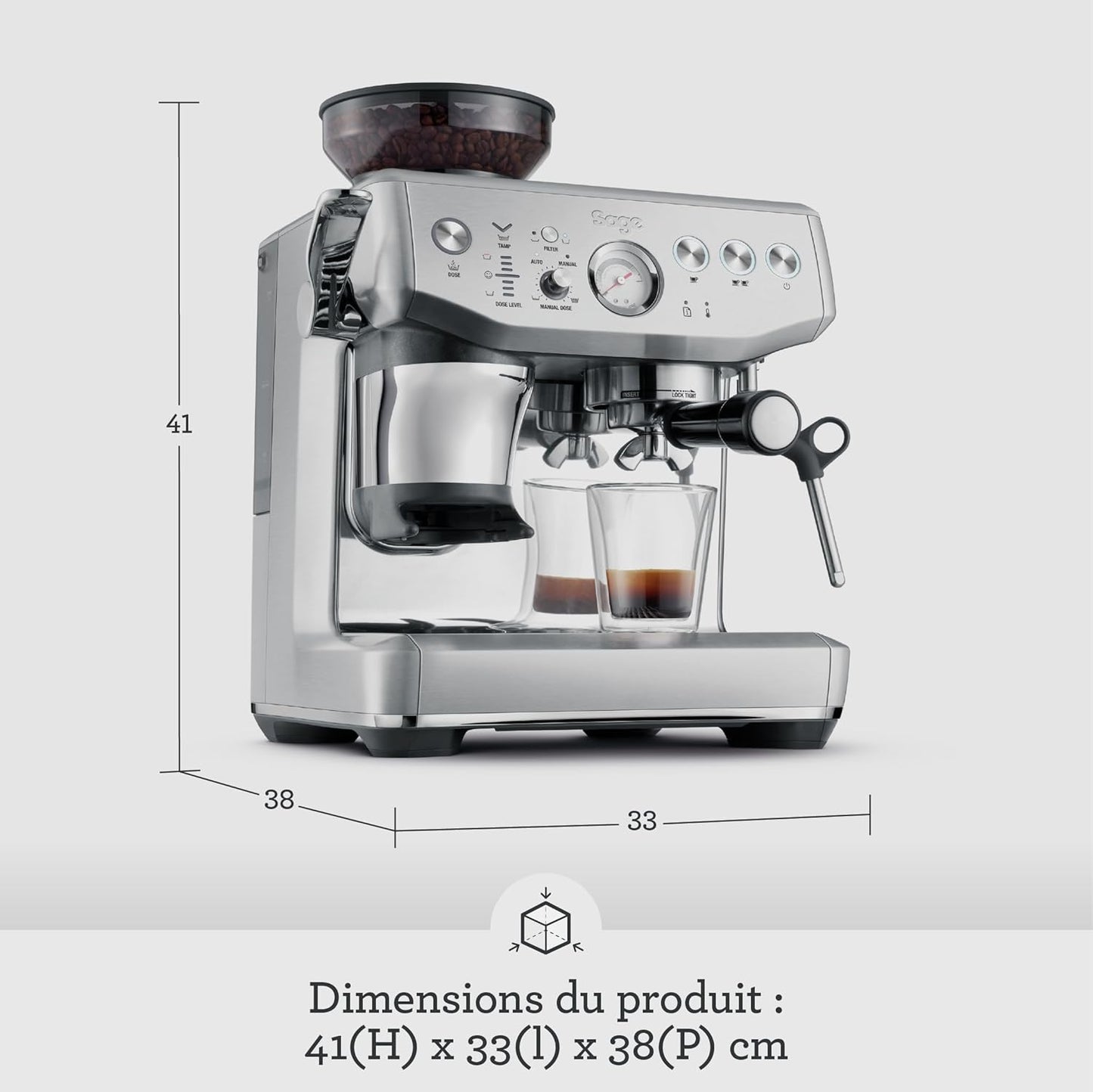 2026 Machine à Café Expresso avec Broyeur Intégré & Mousseur à Lait – Sage Barista Express Impress – Acier Inoxydable Brossé, Expérience Barista à Domicile
