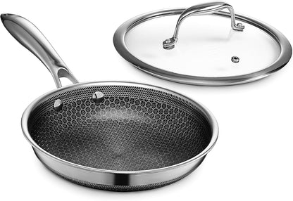 2026 Poêle HexClad Hybrid Antiadhésive 8 Pouces, Poignée Reste-Froide, Compatible Lave-Vaisselle, Résistante au Four jusqu’à 482°C, Compatible Induction et Tous Types de Plaques de Cuisson