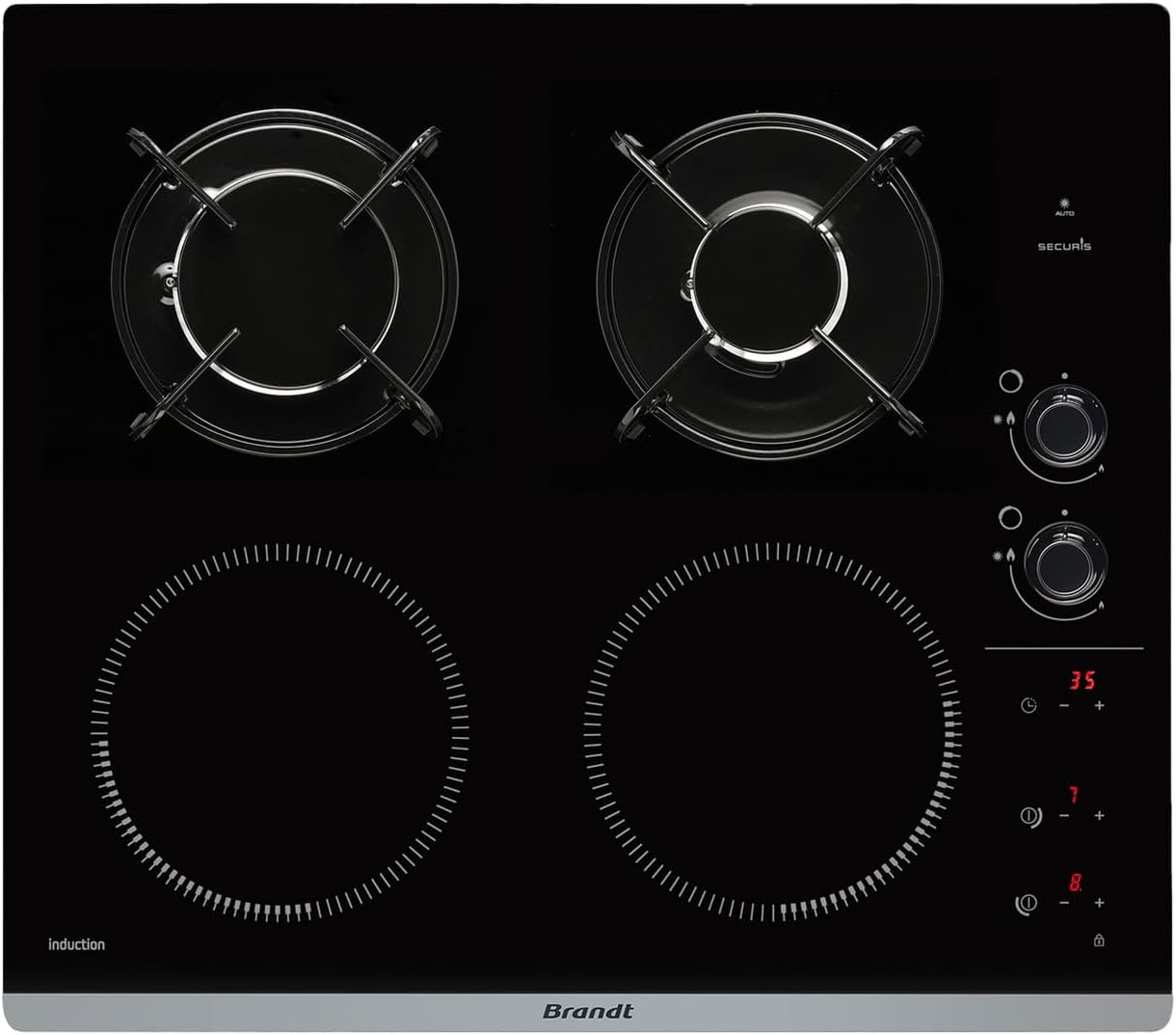 2026 Brandt BPI6413BM – Table de Cuisson Mixte Induction & Gaz, 4 Foyers, 9 Niveaux, Édition Limitée