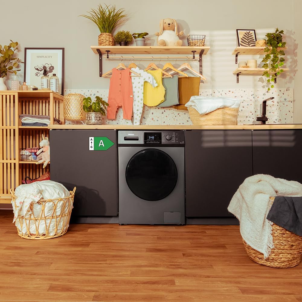 Cecotec Lave-Linge 9Kg Chargement Frontal Bolero Dresscode 9410 Inverter A. 1900W, 1400 tr/min Réglable, 16 Programmes, Faible Consommation d'Énergie, Vapeur, Stérilisation du Linge