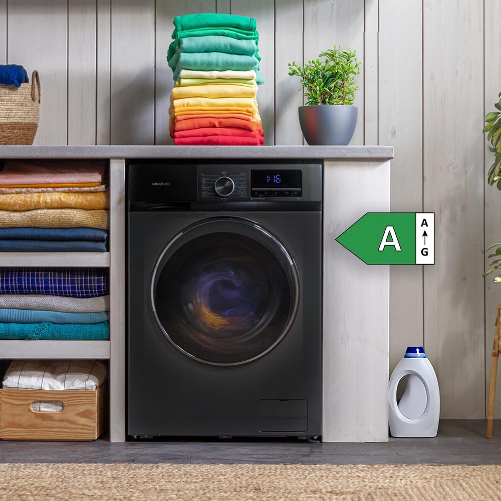 Cecotec Bolero Dresscode 10500 Inverter Steel A. Lave-linge 10 kg Steel, 1400 tr/min, Moteur Inverter Plus, Vapeur, Classe A.