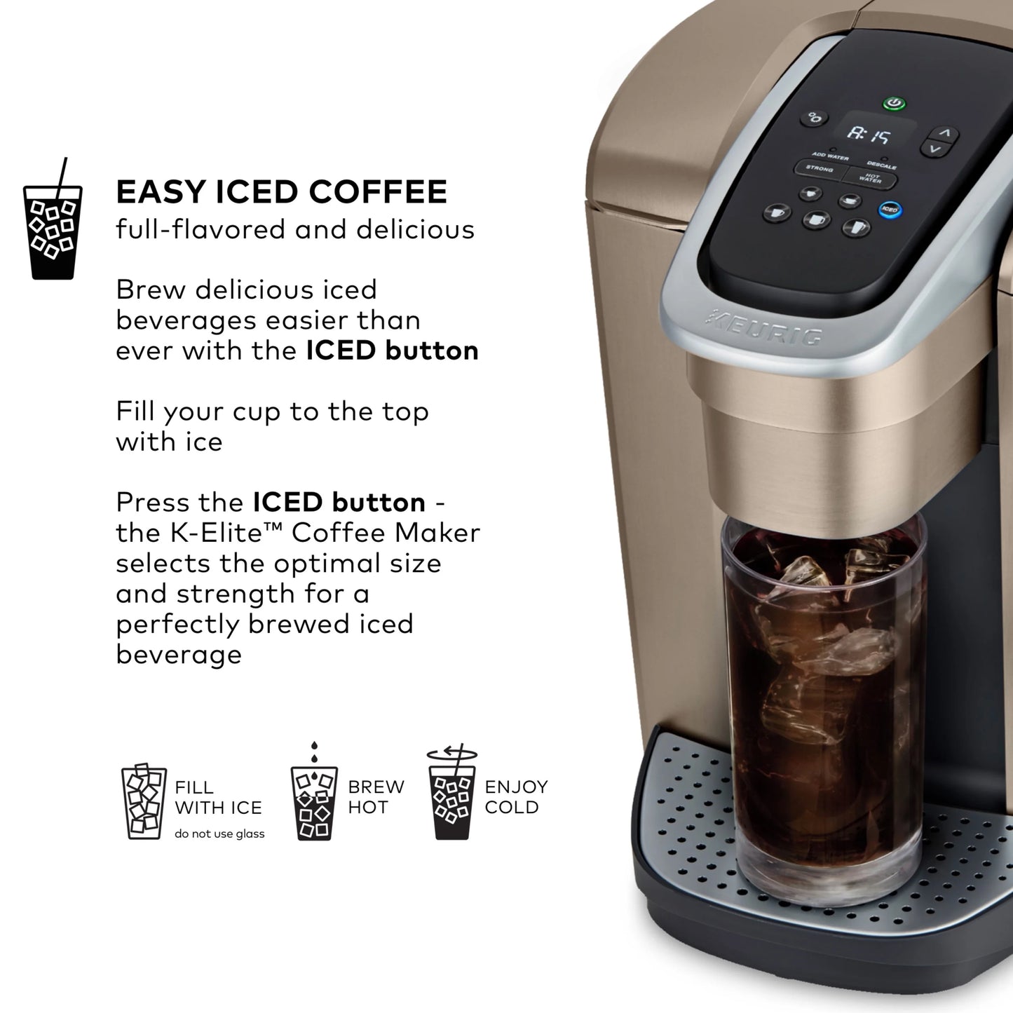 2026 Keurig K-Elite – Machine à Café à Dosettes K-Cup à Portion Unique, Finition Brossée Slate, Programmable pour Café Chaud et Glacé