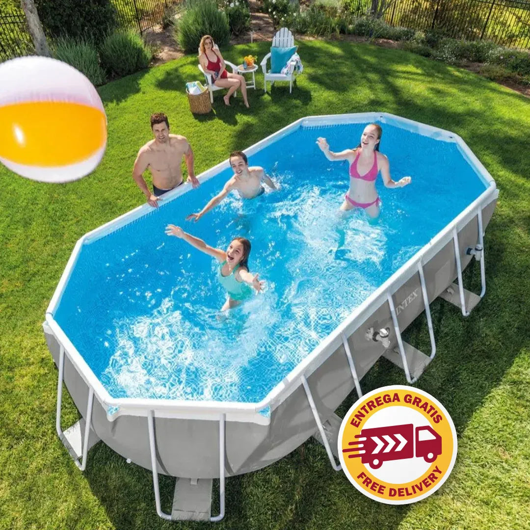 2026 Intex Prism Frame Ovale – Piscine Hors-sol 6,1 x 3,05 m, Cadre Acier Robuste, Pompe et Échelle Incluses, Édition Limitée