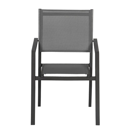 Lot de 8 chaises en aluminium anthracite - textilène gris Happy Garden