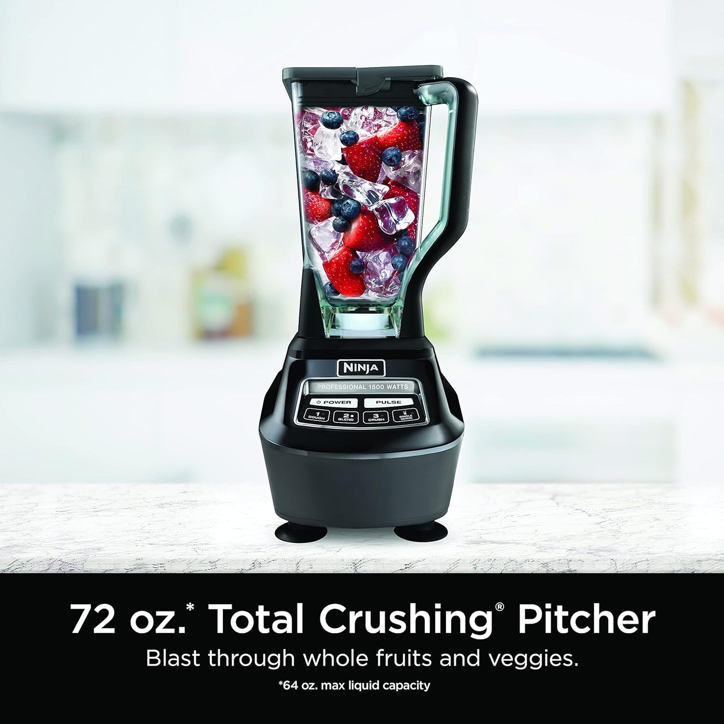 2026 Ninja Mega Kitchen System, 1500W, Blender XL 72 oz et Robot Culinaire 8 Tasses avec (2) Gobelets To-Go 16 oz, Technologie Total Crushing - Smoothies, Glace Pilée, Purées, Pâte & Plus, Noir, BL770
