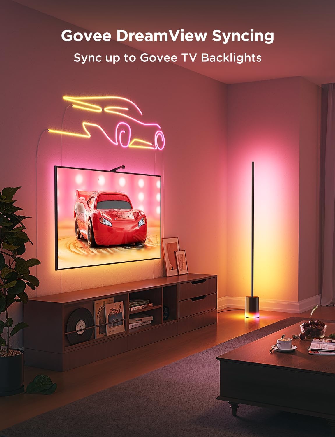 2026 Lampadaire Govee 2 avec Matter, LED RGBIC, Blanc Chaud et Froid, Compatible Alexa, 1725 lm, Synchronisation Musique, Modes Scènes, Lampadaire Intelligent pour Salon et Chambre, Noir (1 Pièce)