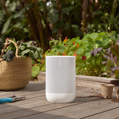 2026 Sonos Move 2 – Enceinte Portable Intelligente Blanche avec Batterie 24 Heures, Bluetooth et Wi-Fi, Résistante à l’Eau, Son Stéréo Puissant et Commande Vocale