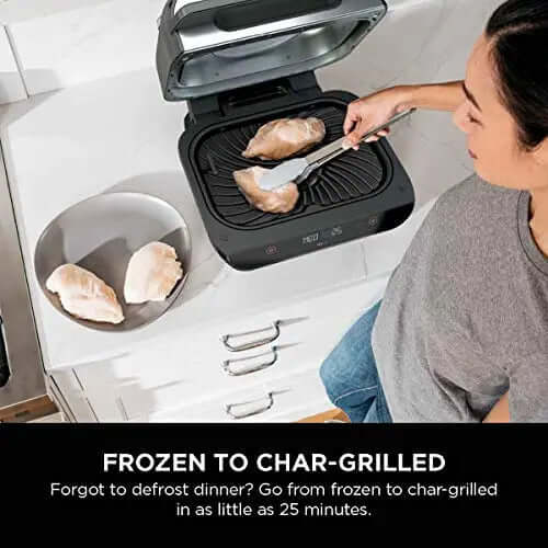 2026 Ninja FG551 Foodi Smart XL Grill d’Intérieur 6-en-1 avec Friteuse à Air 4 Quart – Finition Acier Inoxydable
