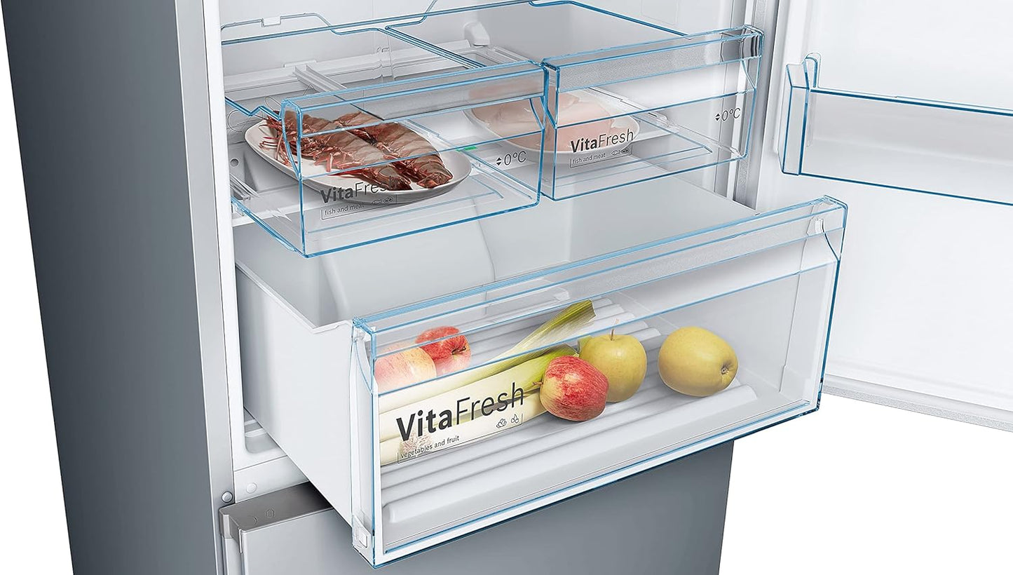 Bosch KGN49XLEA Série 4 - Réfrigérateur Combiné pose-libre - 438 L - 203 x 70 (H x L) - Inox