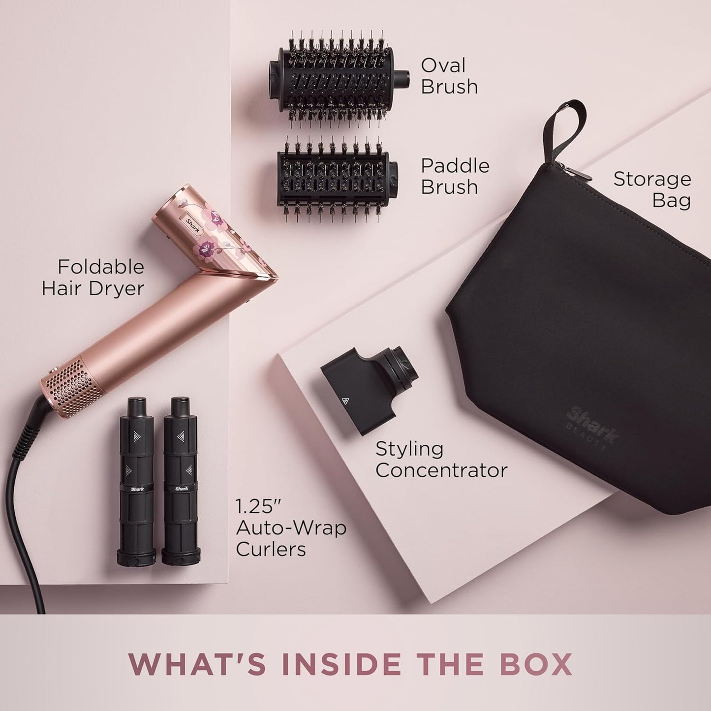 2026 Système de coiffage et de séchage Shark HD430 FlexStyle, sèche-cheveux brosse puissant et multi-styler avec boucleurs Auto-Wrap, brosse plate, brosse ovale et embout concentrateur, coloris Stone