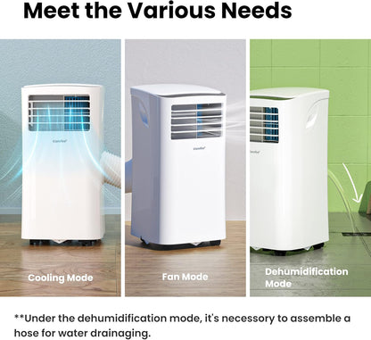 Climatiseur Mobile 9000 BTU/h 2,6kW, 3-EN-1 Refroidisseur Déshumidificateur Ventilateur, Fonction Follow me, Minuterie, Mode nuit, Pour salon et maison de 33㎡/88m³, MPPH-09CRN7, R290