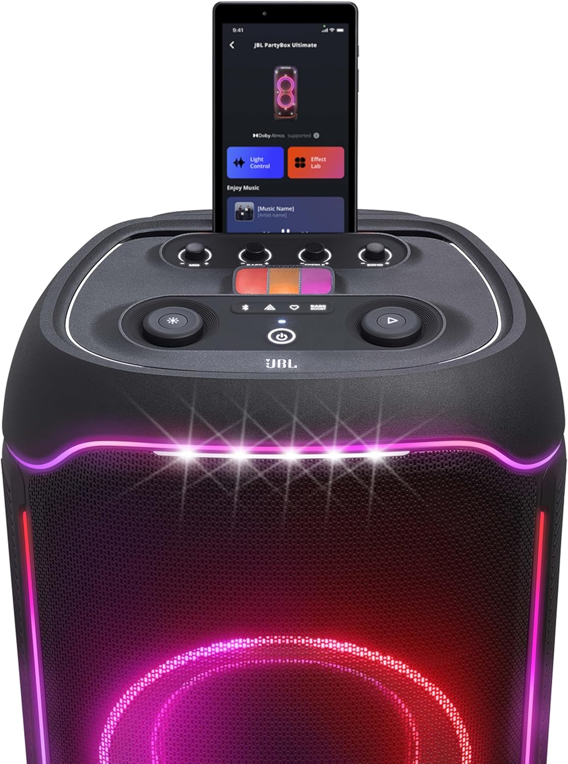PartyBox Club 120,Enceinte portable de soirée,poignée pliable ergonomique,jeu de lumières,12 heures d'autonomie,résistante aux éclaboussures IPX4,noir,Prise européenne (Type C) -