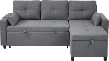 Canapé Convertible en Forme de L,canape lit 2 Places Convertible Gris,canapé 3 Places lit gigogne avec Fonction Couchage,équipé d'un Espace de Rangement