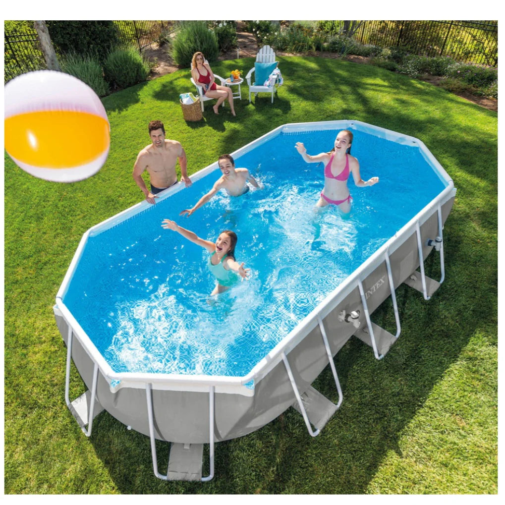 2026 Intex Prism Frame Ovale – Piscine Hors-sol 6,1 x 3,05 m, Cadre Acier Robuste, Pompe et Échelle Incluses, Édition Limitée