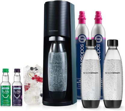 2026 SodaStream Terra Machine à Eau Pétillante Bundle (Noir), avec CO2, Bouteilles Compatibles Lave-Vaisselle et Arômes Bubly Drops