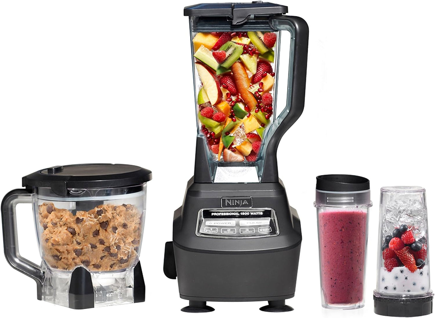 2026 Ninja Mega Kitchen System, 1500W, Blender XL 72 oz et Robot Culinaire 8 Tasses avec (2) Gobelets To-Go 16 oz, Technologie Total Crushing - Smoothies, Glace Pilée, Purées, Pâte & Plus, Noir, BL770